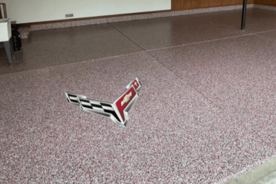 A luxury garage with Galaxy concrete coating.