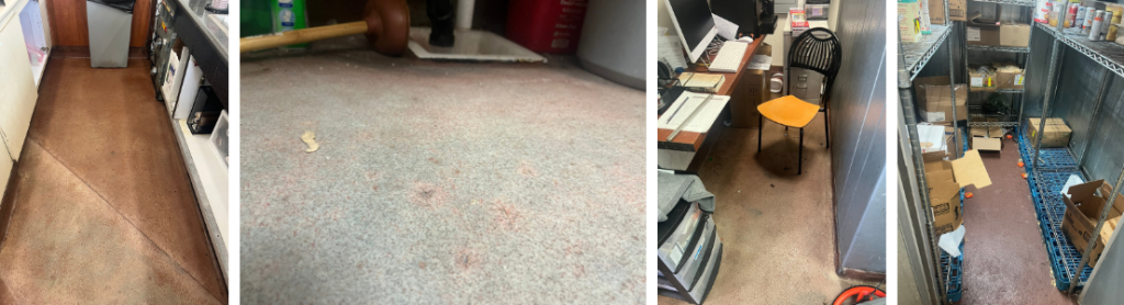 Ice cream shop floors before transformation.