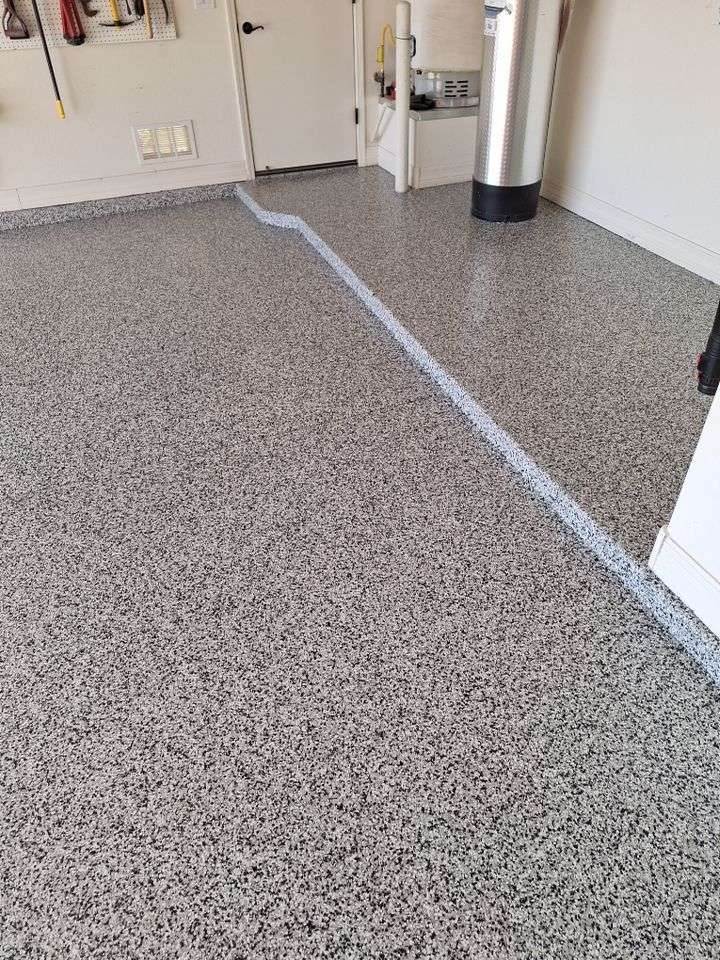 Garage floor with polyaspartic coating from Galaxy better than epoxy coatings